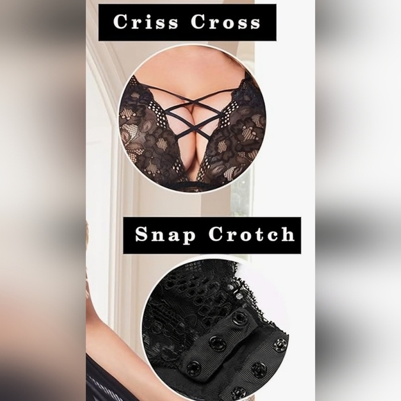 NWT One Piece Lace Lingerie Teddy Babydoll Bodycon Sexy Costumes Black Sheer 18W - Picture 3 of 9